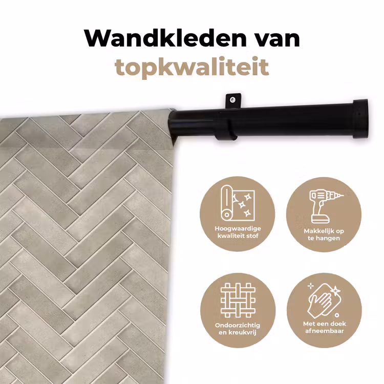 Visgraat - Wandtegel - Beige Wandkleed katoen klein 269 -sfeer2