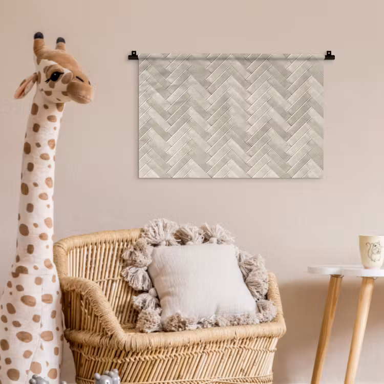 Visgraat - Wandtegel - Beige Wandkleed katoen klein 269 -wsfeer5_kind