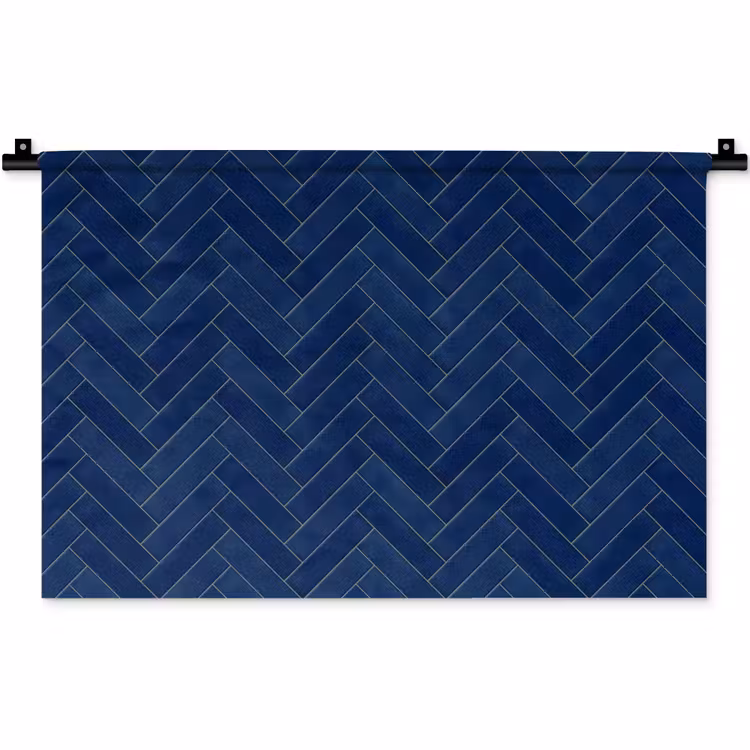 Visgraat - Wandtegel - Donkerblauw - Navy Blue Wandkleed katoen klein 269 -zz3d