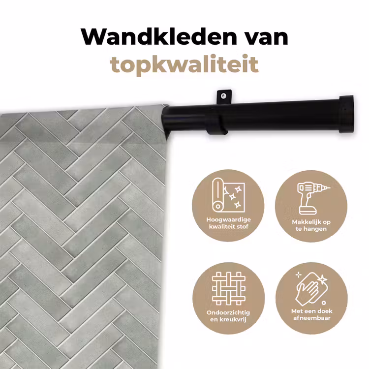 Visgraat - Wandtegel - Grijs Wandkleed katoen klein 269 -sfeer2