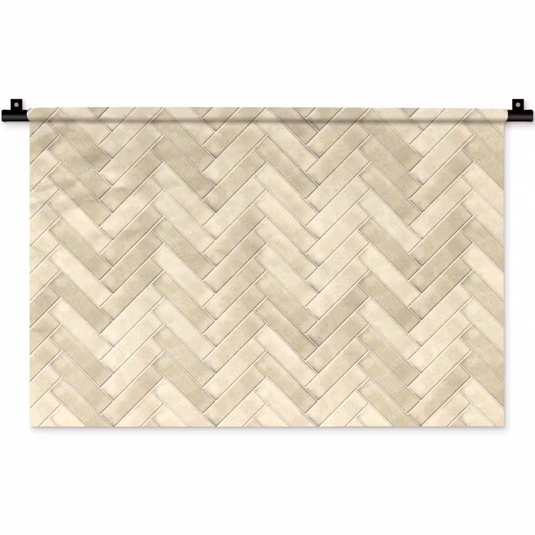 Visgraat - Wandtegel - Licht Beige Wandkleed katoen klein 269 -zz3d