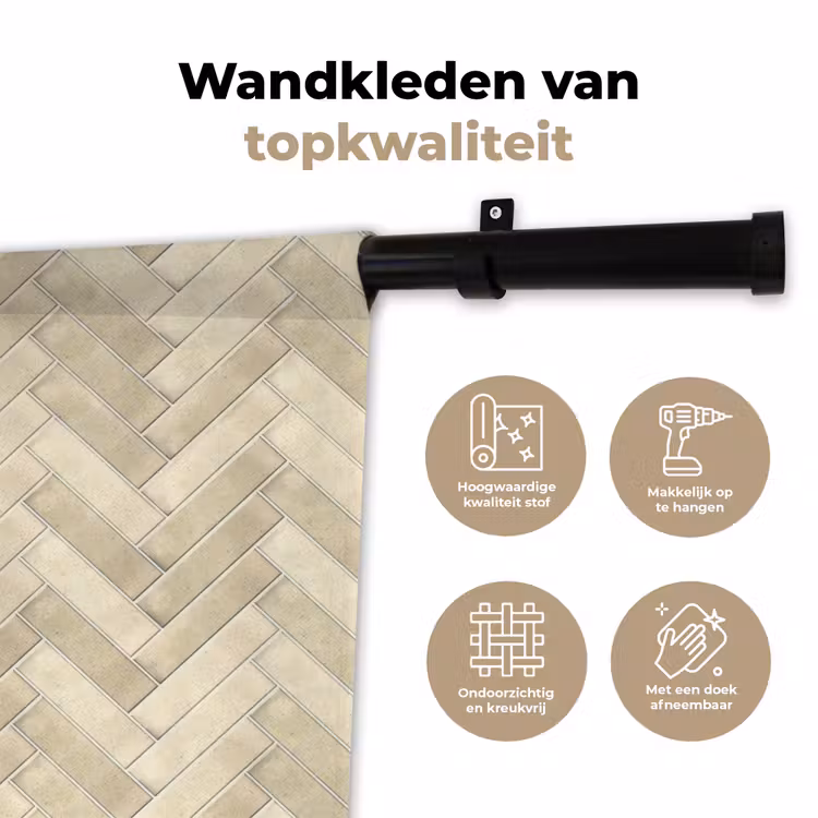 Visgraat - Wandtegel - Licht Beige Wandkleed katoen klein 269 -sfeer2