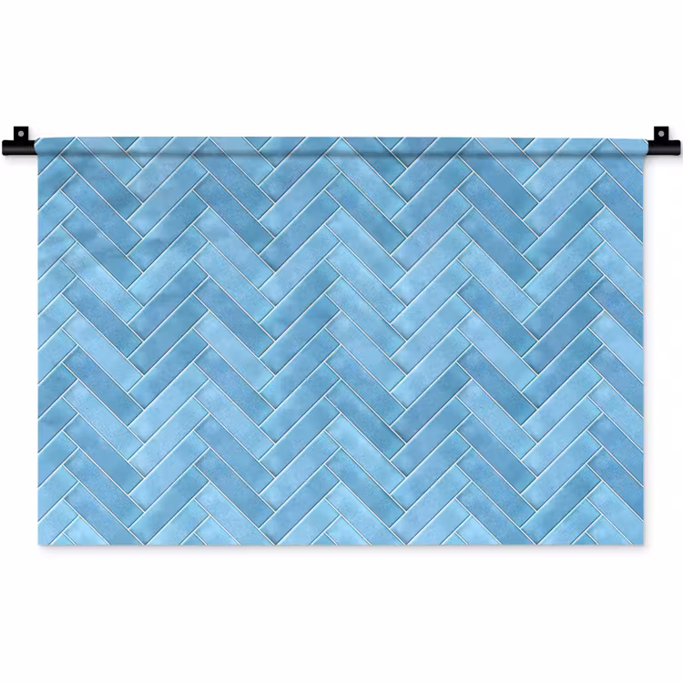 Visgraat - Wandtegel - Lichtblauw Wandkleed katoen klein 269 -zz3d