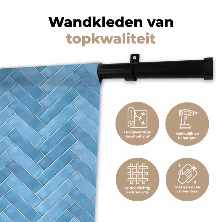 Visgraat - Wandtegel - Lichtblauw Wandkleed katoen klein 269 -sfeer2