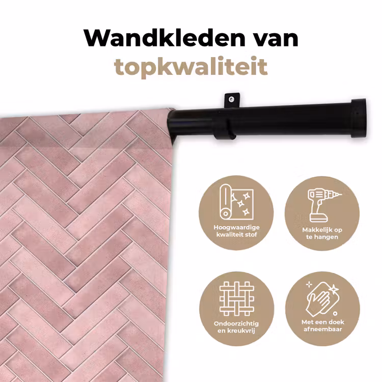 Visgraat - Wandtegel - Lichtroze Wandkleed katoen klein 269 -sfeer2