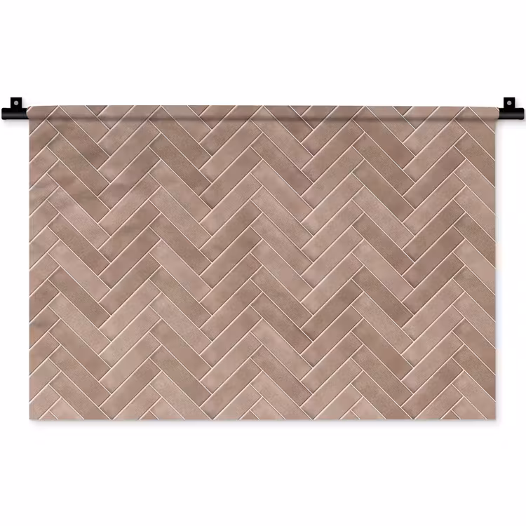 Visgraat - Wandtegel - Oudroze - Terracotta Wandkleed katoen klein 269 -zz3d
