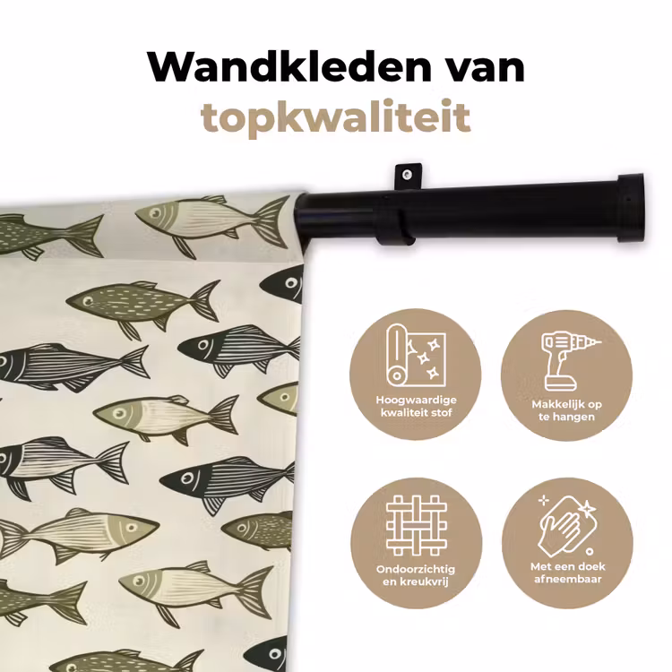 Vissen - Klassiek - Groen Wandkleed katoen klein 269 -sfeer2