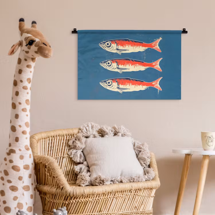 Vissen - Rood - Blauw Wandkleed katoen klein -wsfeer5_kind
