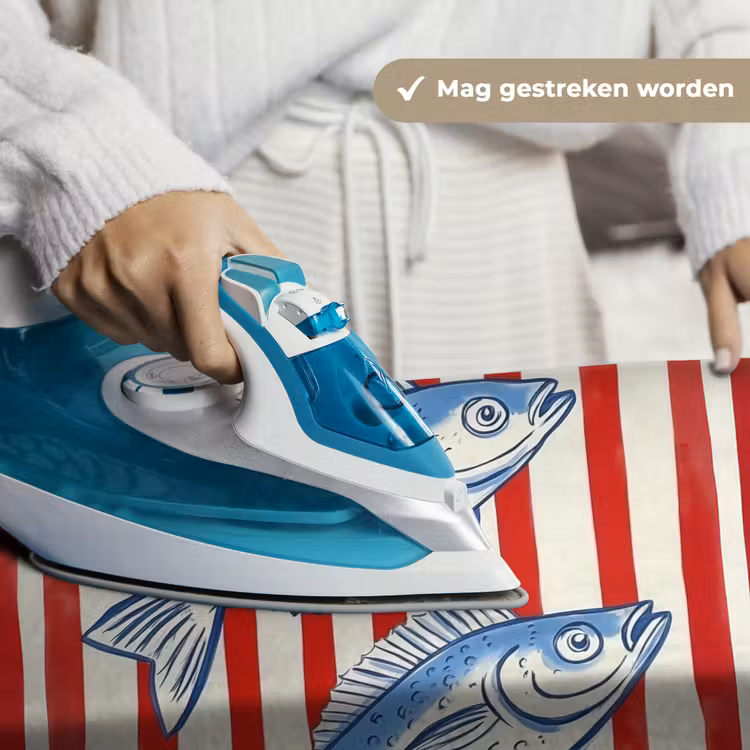 Vissen - Verticale strepen - Blauw - Rood Wandkleed katoen klein -sfeer9