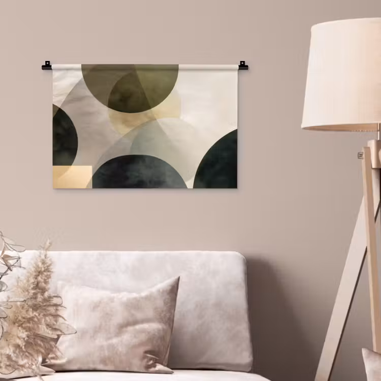 Vlakken - Abstract - Beige - Cirkels Wandkleed katoen klein -sfeer4