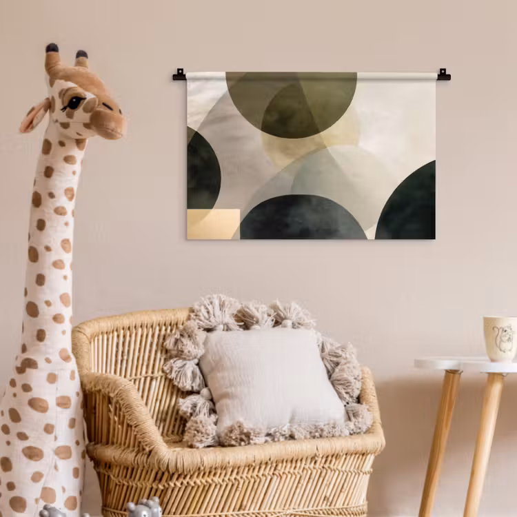Vlakken - Abstract - Beige - Cirkels Wandkleed katoen klein -wsfeer5_kind