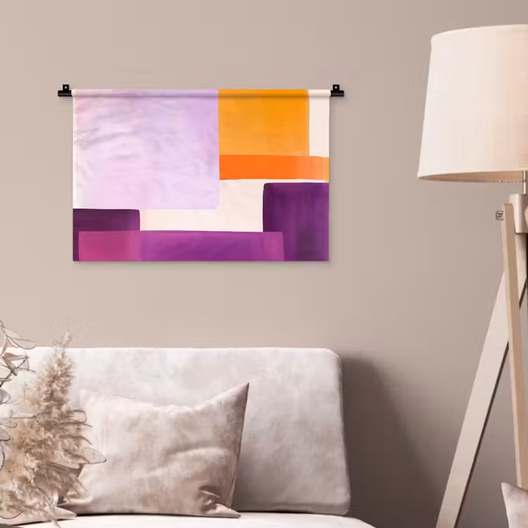 Vlakken - Abstract - Rechthoekig - Oranje Wandkleed katoen klein -sfeer4