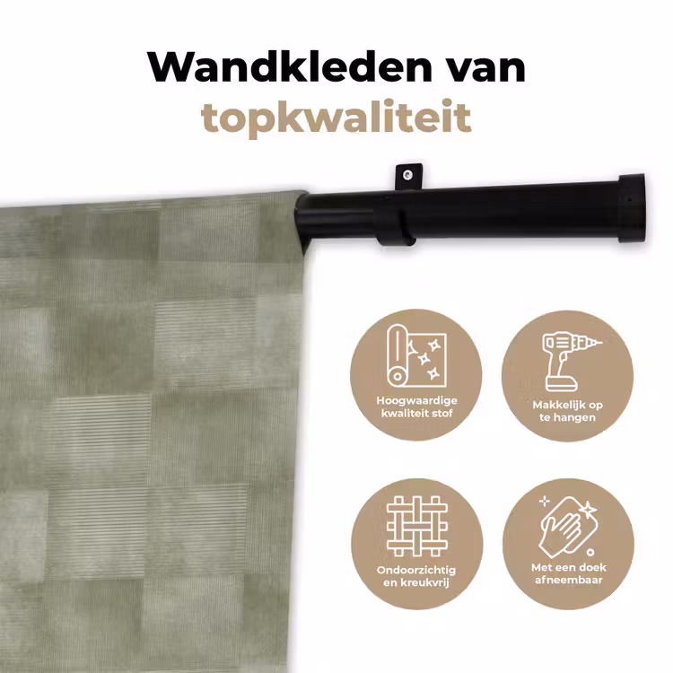 Vlakken - Rustiek - Groen Wandkleed katoen klein 269 -sfeer2