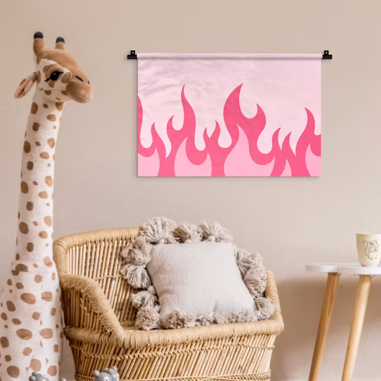 Vlammen - Patroon - Abstract - Modern - Roze Wandkleed katoen klein -wsfeer5_kind