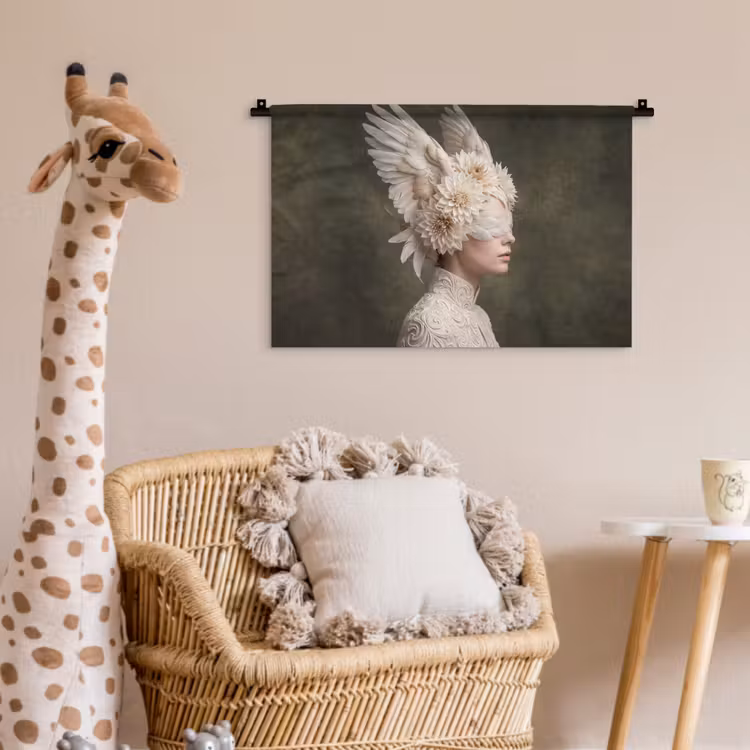 Vleugels - Vrouw - Wit Wandkleed katoen klein -wsfeer5_kind