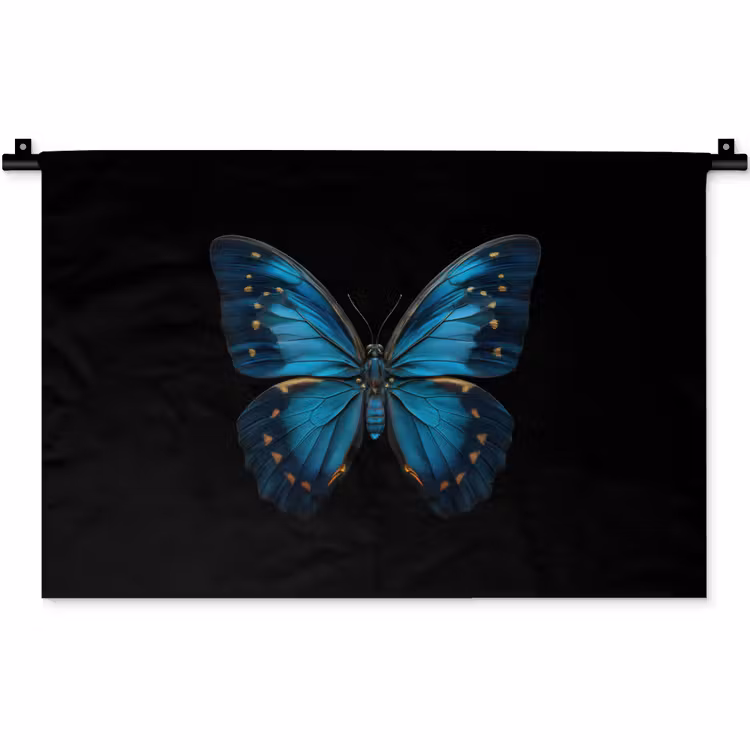Vlinder - Blauw - Contrast Wandkleed katoen klein -zz3d