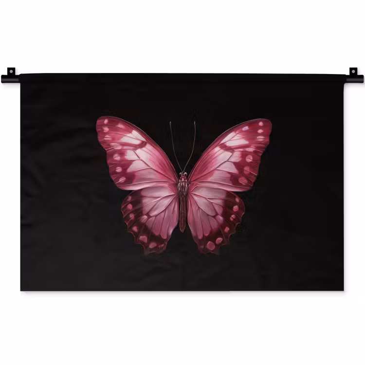 Vlinder - Fuchsia - Grafisch Wandkleed katoen klein -zz3d