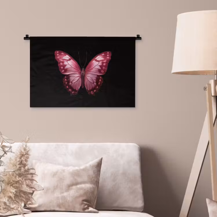 Vlinder - Fuchsia - Grafisch Wandkleed katoen klein -sfeer4