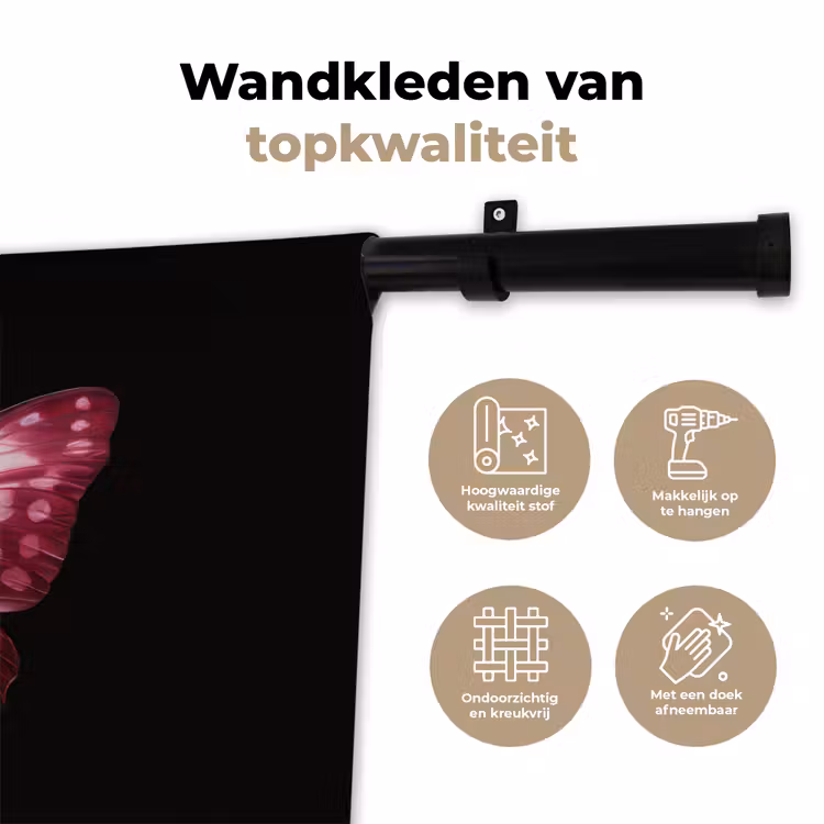 Vlinder - Fuchsia - Grafisch Wandkleed katoen klein -sfeer2