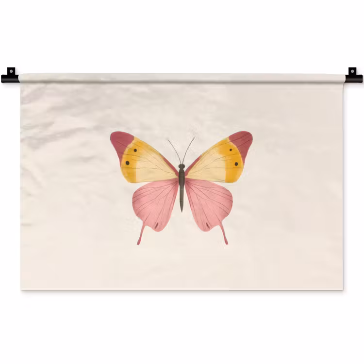 Vlinder - Illustratie - Roze Wandkleed katoen klein -zz3d