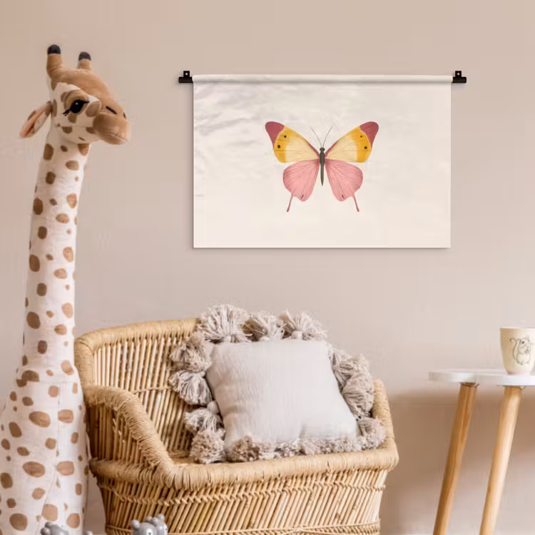Vlinder - Illustratie - Roze Wandkleed katoen klein -wsfeer5_kind