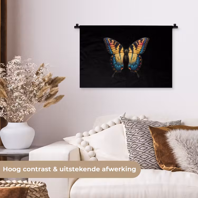 Vlinder - Kleurrijk - Speels Wandkleed katoen klein -sfeer1