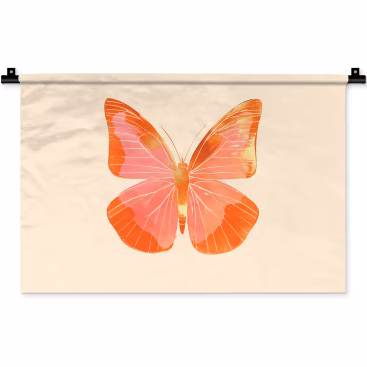 Vlinder - Minimalistisch - Roze Wandkleed katoen klein -zz3d