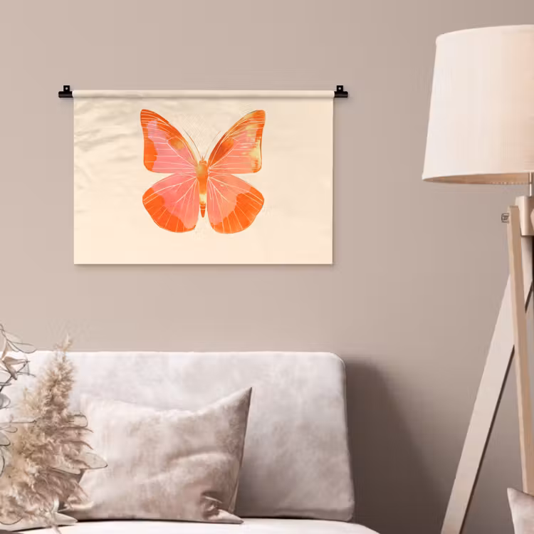 Vlinder - Minimalistisch - Roze Wandkleed katoen klein -sfeer4