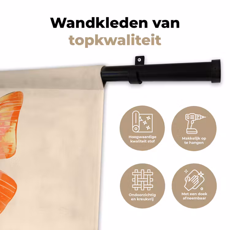 Vlinder - Minimalistisch - Roze Wandkleed katoen klein -sfeer2