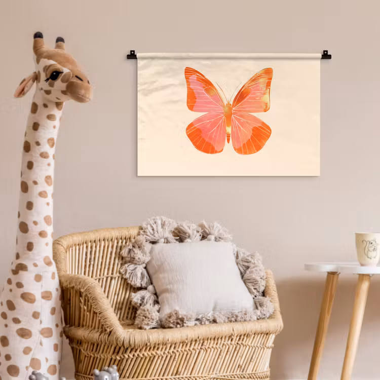 Vlinder - Minimalistisch - Roze Wandkleed katoen klein -wsfeer5_kind