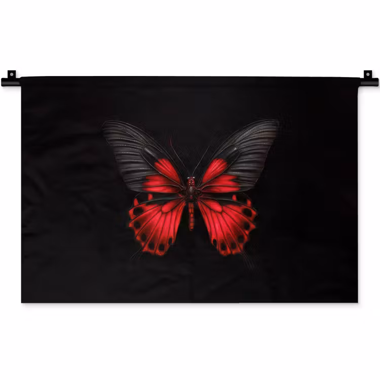 Vlinder - Rood - Contrast Wandkleed katoen klein -zz3d