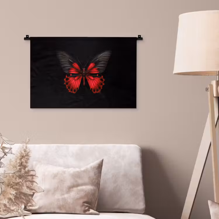 Vlinder - Rood - Contrast Wandkleed katoen klein -sfeer4