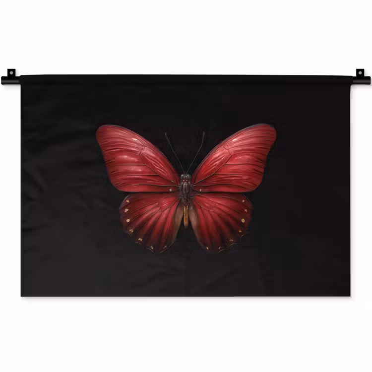 Vlinder - Rood - Minimalistisch Wandkleed katoen klein -zz3d