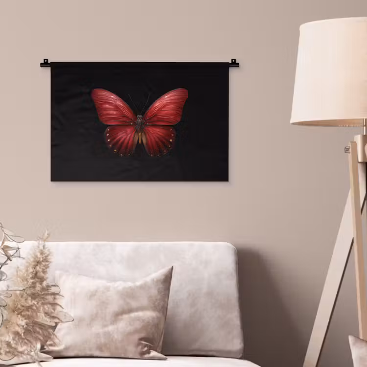 Vlinder - Rood - Minimalistisch Wandkleed katoen klein -sfeer4