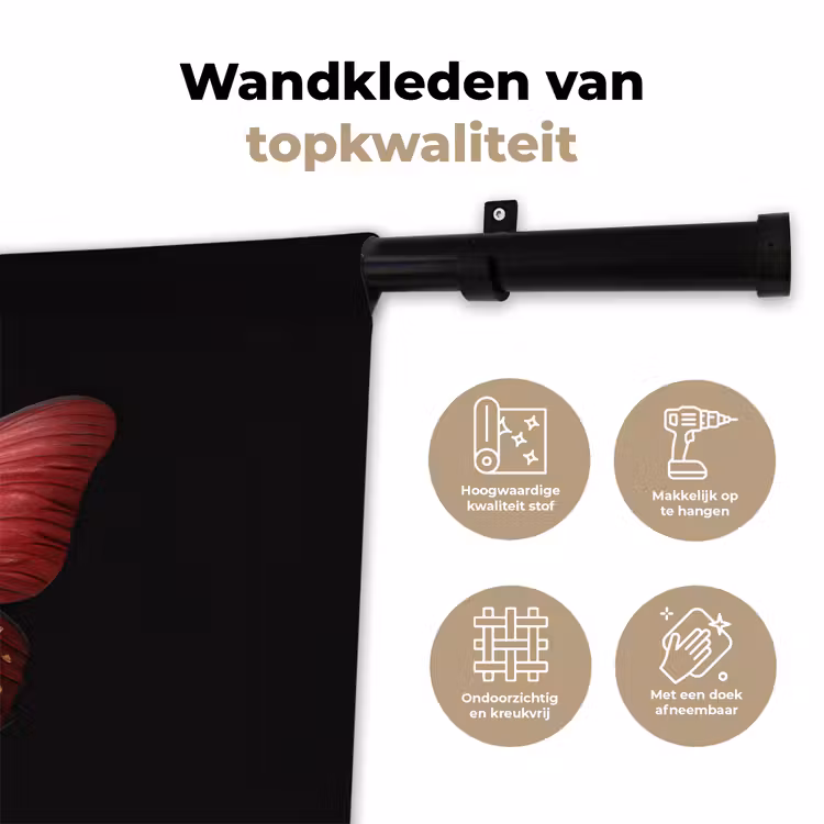 Vlinder - Rood - Minimalistisch Wandkleed katoen klein -sfeer2