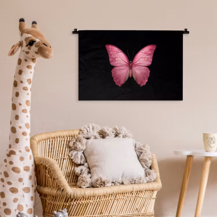 Vlinder - roze - Elegant Wandkleed katoen klein -wsfeer5_kind