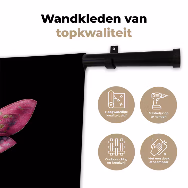 Vlinder - Roze - Nachtvlinder Wandkleed katoen klein -sfeer2