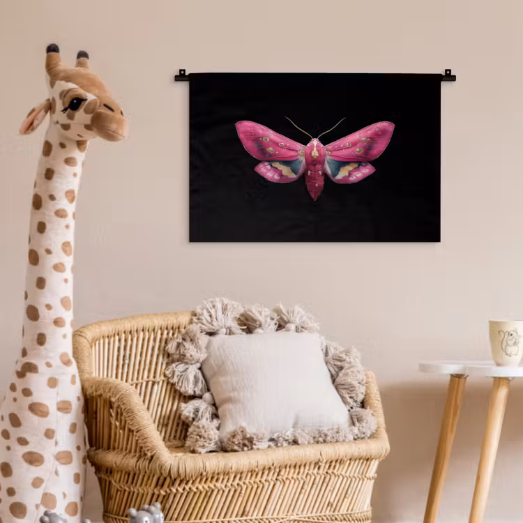 Vlinder - Roze - Nachtvlinder Wandkleed katoen klein -wsfeer5_kind