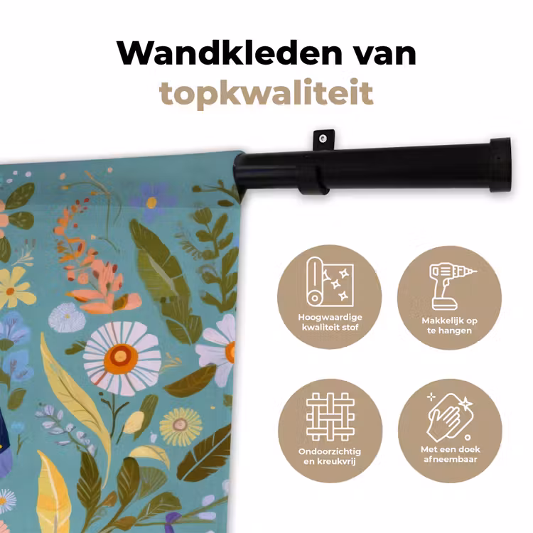 Vlinder - Sierlijk - Bloemen - Bladeren Wandkleed katoen klein -sfeer2