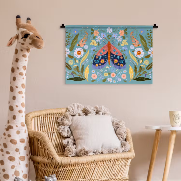 Vlinder - Sierlijk - Bloemen - Bladeren Wandkleed katoen klein -wsfeer5_kind