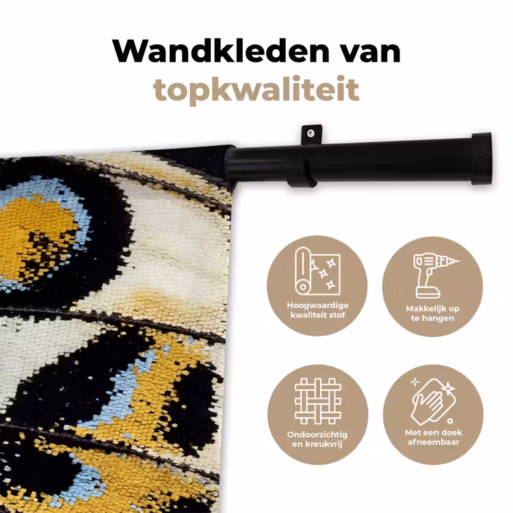 Vlinder - Vleugel - Geel Wandkleed katoen klein -sfeer2