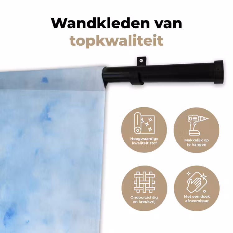Vlinders - Sierlijk - Blauw Wandkleed katoen klein -sfeer2