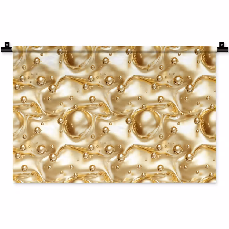 Vloeibaar - Druppels - Goud Wandkleed katoen klein 269 -zz3d