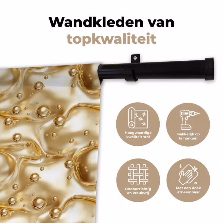 Vloeibaar - Druppels - Goud Wandkleed katoen klein 269 -sfeer2