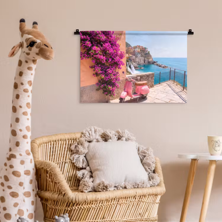 Voertuig - Roze - Kust - Zomer - Reizen Wandkleed katoen klein -wsfeer5_kind