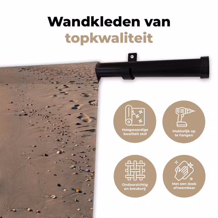 Voetstappen - Vloedlijn - Zee Wandkleed katoen klein -sfeer2