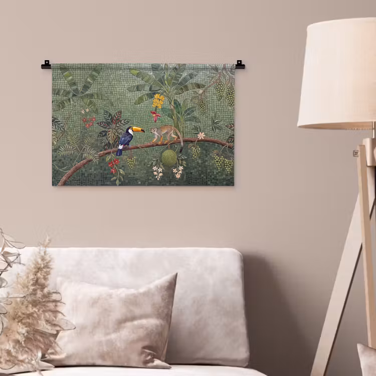 Vogel - Dier - Jungle - Mozaïek - Natuur Wandkleed katoen klein -sfeer4