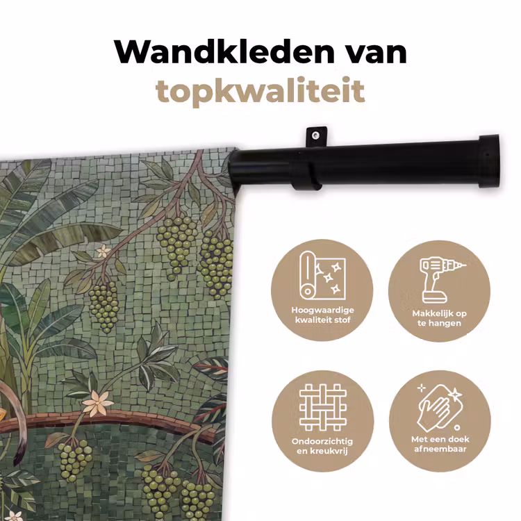 Vogel - Dier - Jungle - Mozaïek - Natuur Wandkleed katoen klein -sfeer2