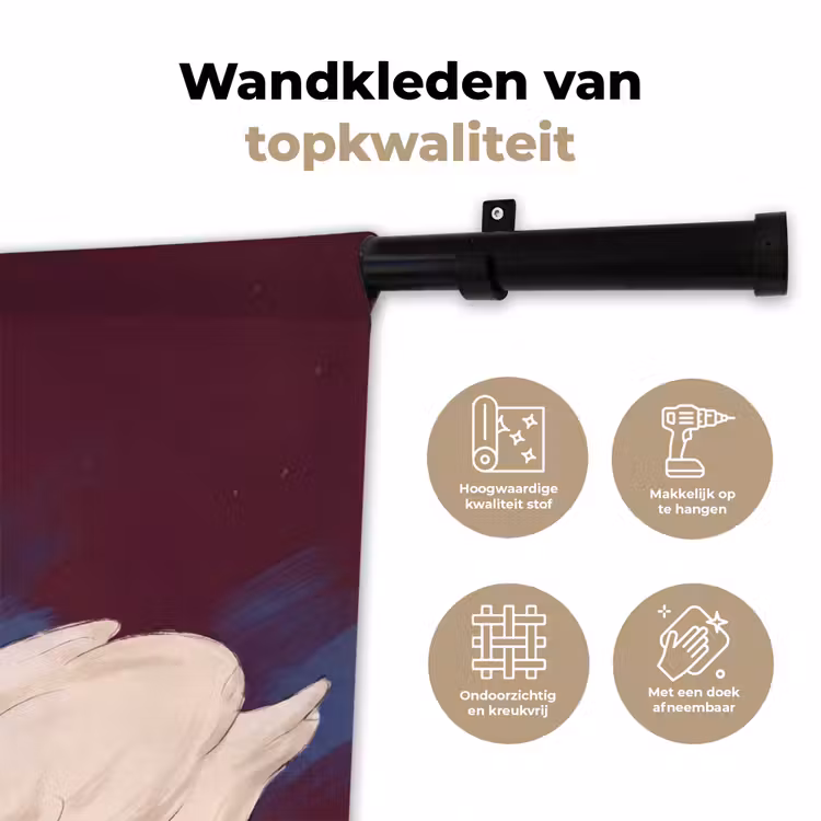 Vogel - Koppel - Liefde - Abstract - Wit Wandkleed katoen klein -sfeer2