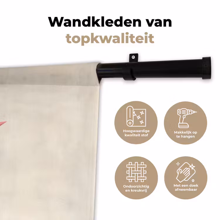 Vogel - Minimalistisch - Geel Wandkleed katoen klein -sfeer2